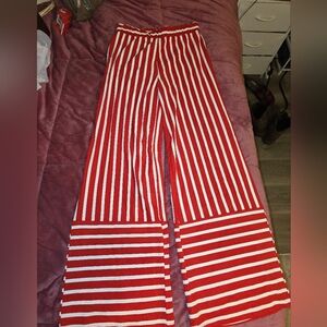 Zara Red and White Striped Pants